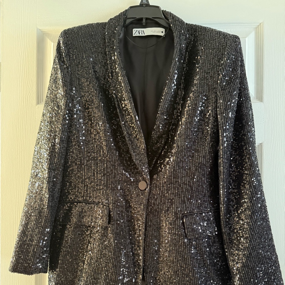 Zara Black Sequin Blazer